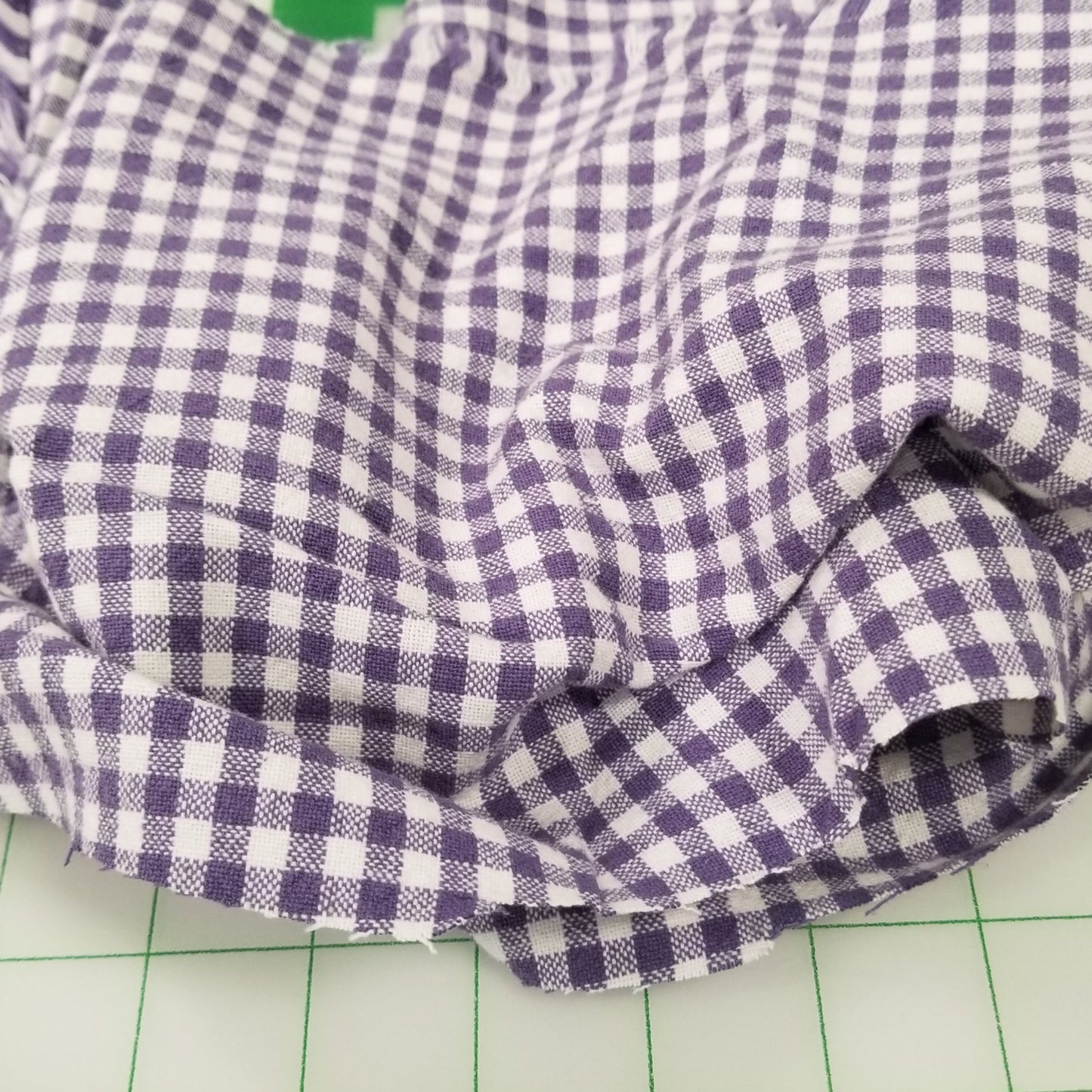Organic Cotton Checkered Yarn Dyed Small Purple Gingham 6.34oz Textured Woven- by the yard