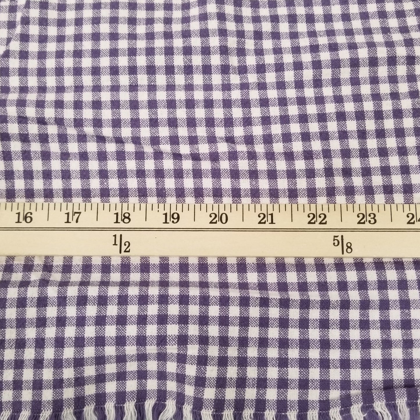 Organic Cotton Checkered Yarn Dyed Small Purple Gingham 6.34oz Textured Woven- by the yard