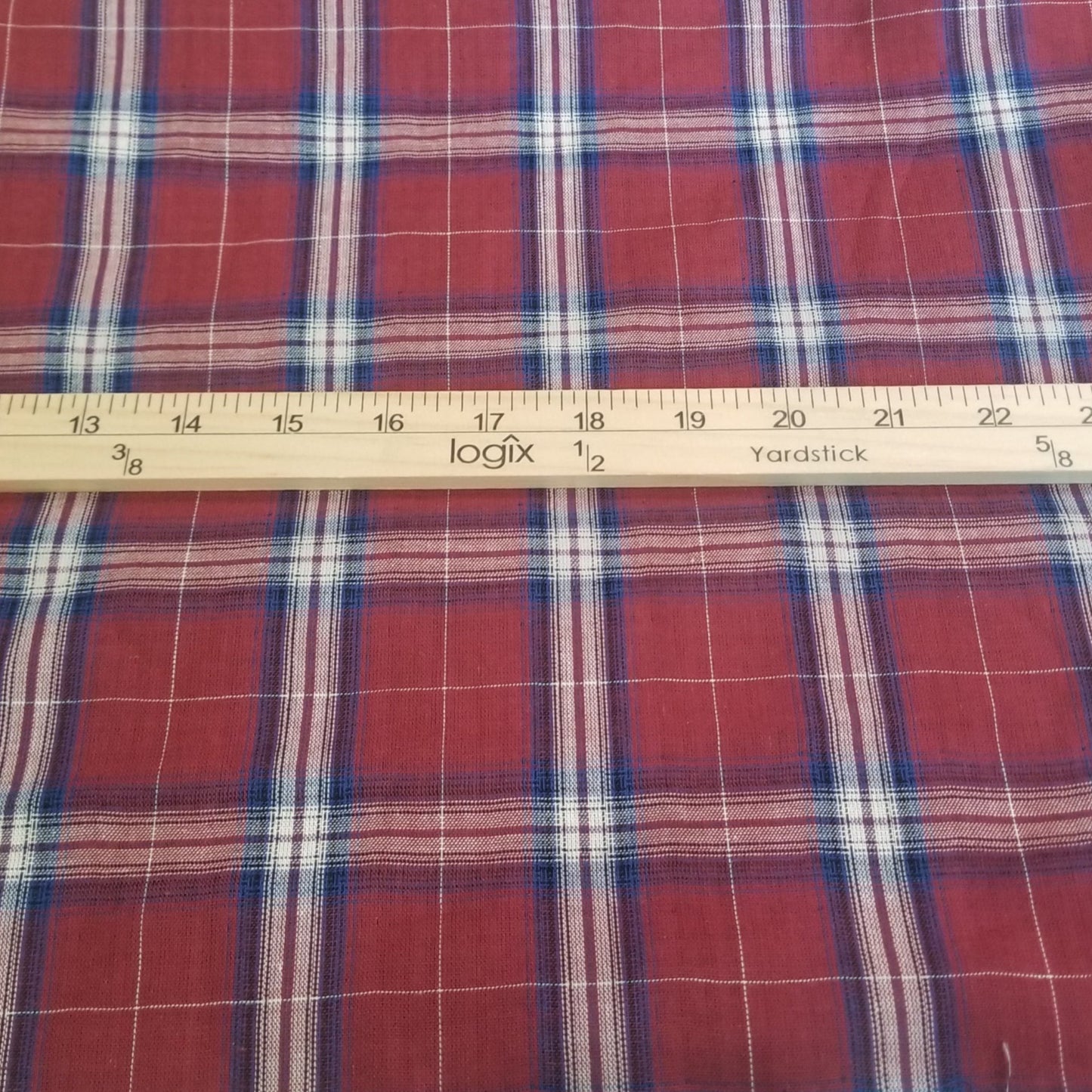 Designer Deadstock Red Plaid with Gingham Black and Khaki Reverse Soft Cotton Double Gauze Woven- by the yard