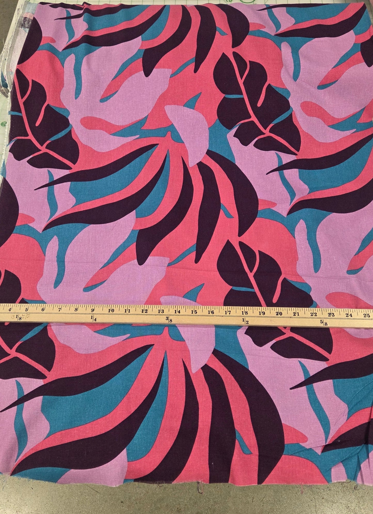 Palma Large Scale Floral Lilac and Fuchsia Rayon Linen Opaque 5.5oz Woven- by the yard