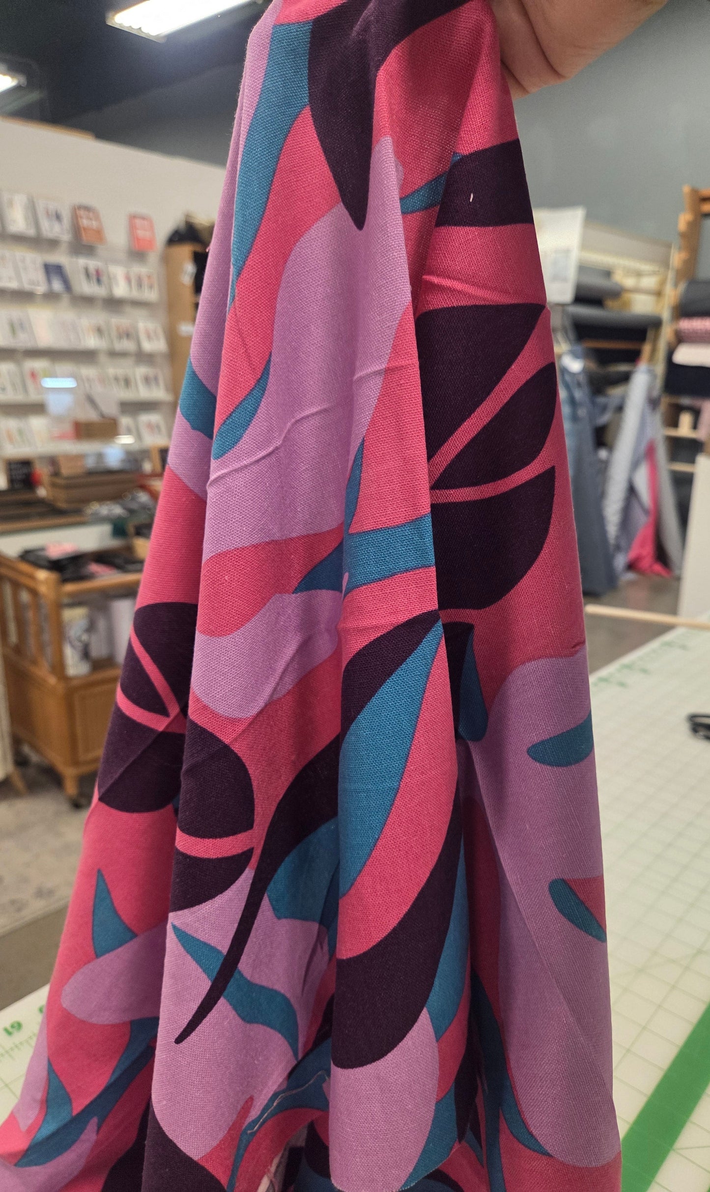 Palma Large Scale Floral Lilac and Fuchsia Rayon Linen Opaque 5.5oz Woven- by the yard