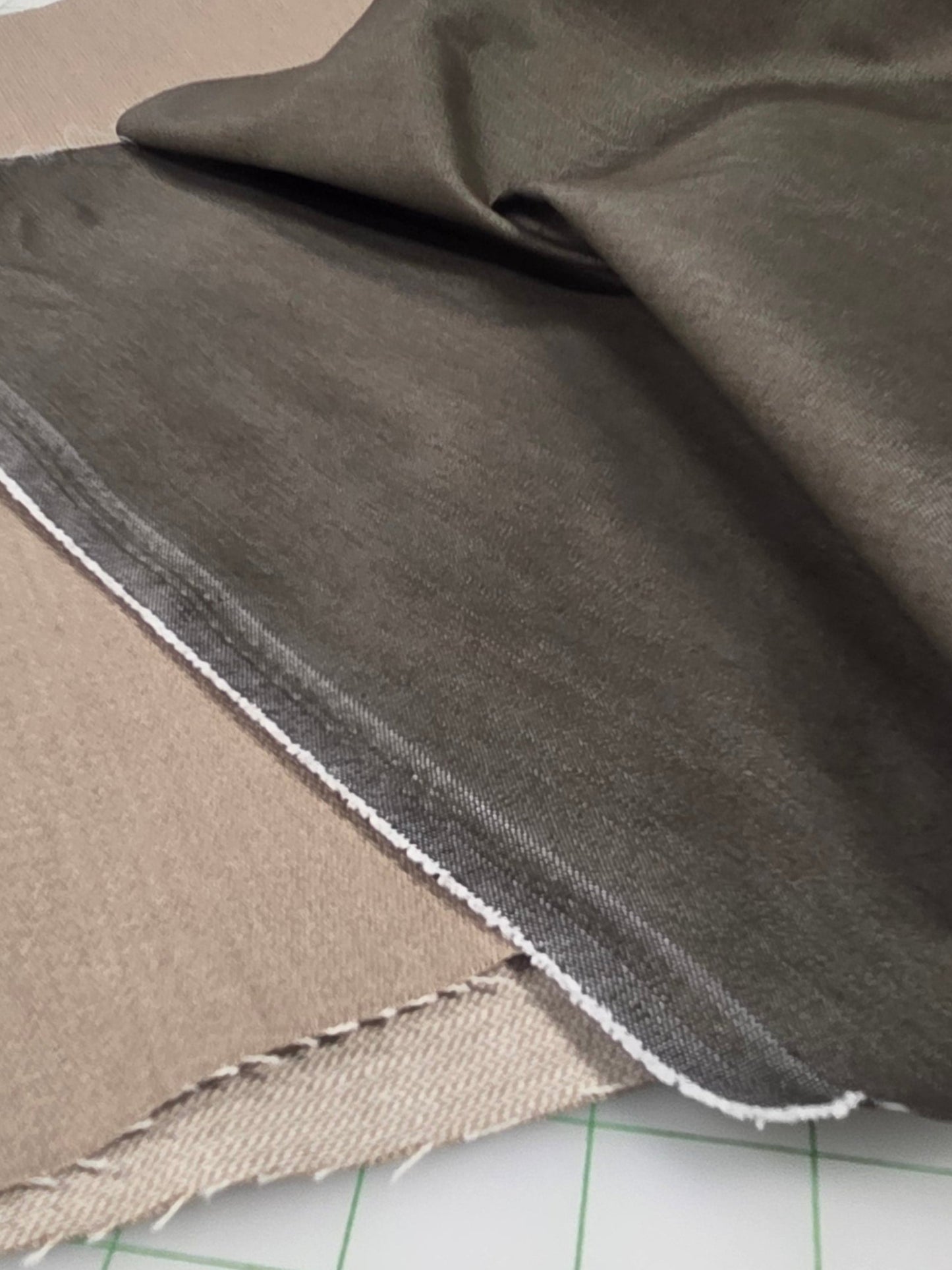 Designer Deadstock Japan Stretch Olive Denim 6.5oz Tri-blend Woven-by the yard