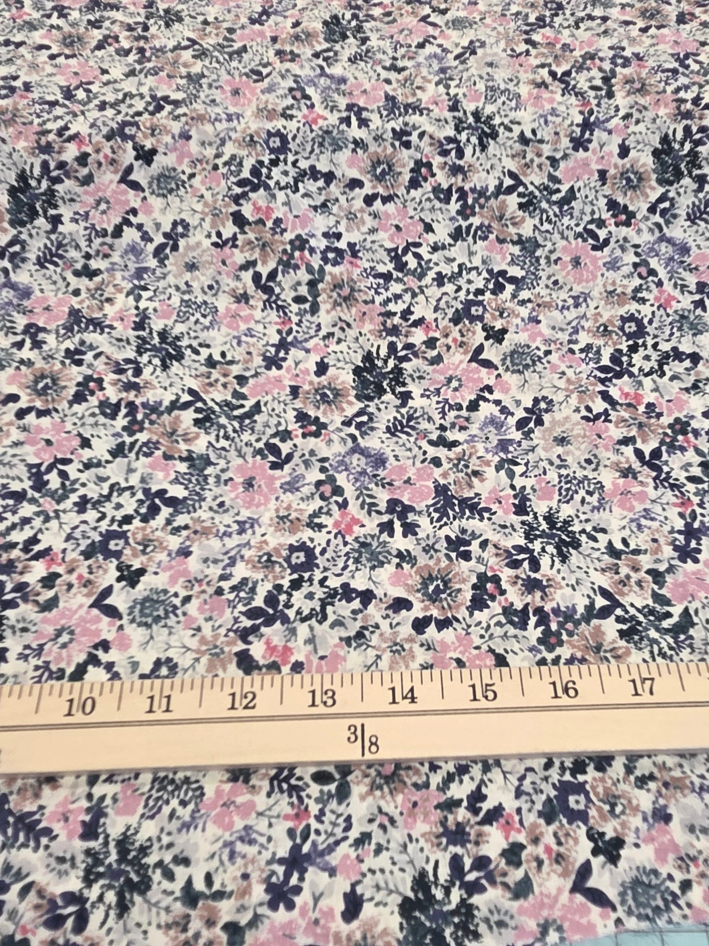Japan Fabric: Hokkoh Cotton Lawn Floral Pink and Blue 75 GSM Woven-by the yard