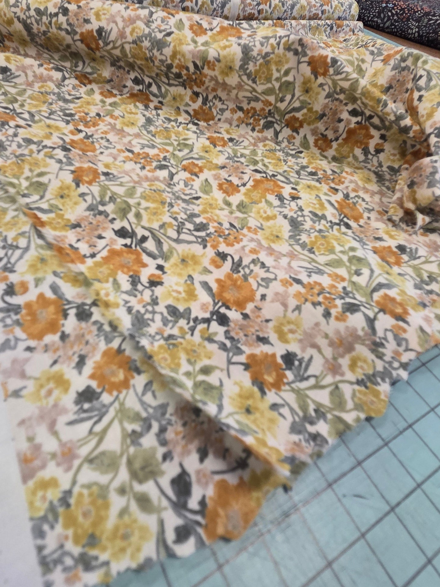 Japan Fabric: Hokkoh Cotton Lawn Floral Yellow 75 GSM Woven-by the yard