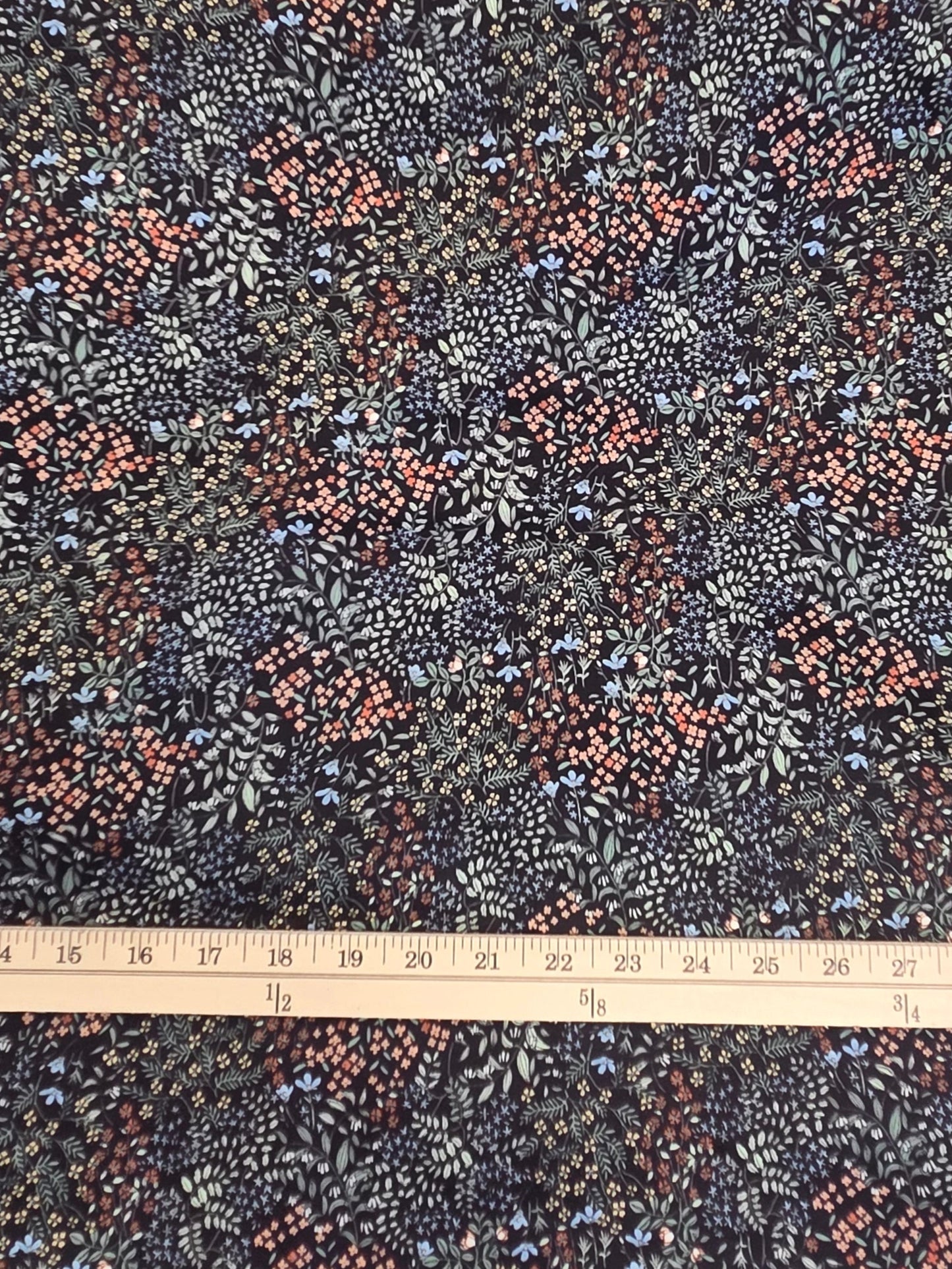 Japan Fabric: Hokkoh Cotton Lawn Scattered Dark Floral 75 GSM Woven-by the yard