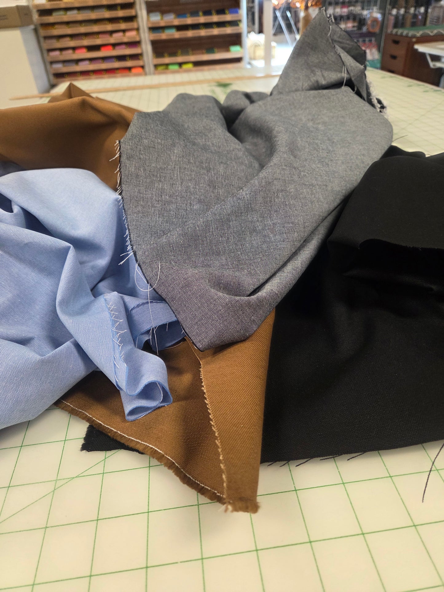 Designer Deadstock Black Two Tone Chambray Cotton Shirting Woven 4oz- by the yard