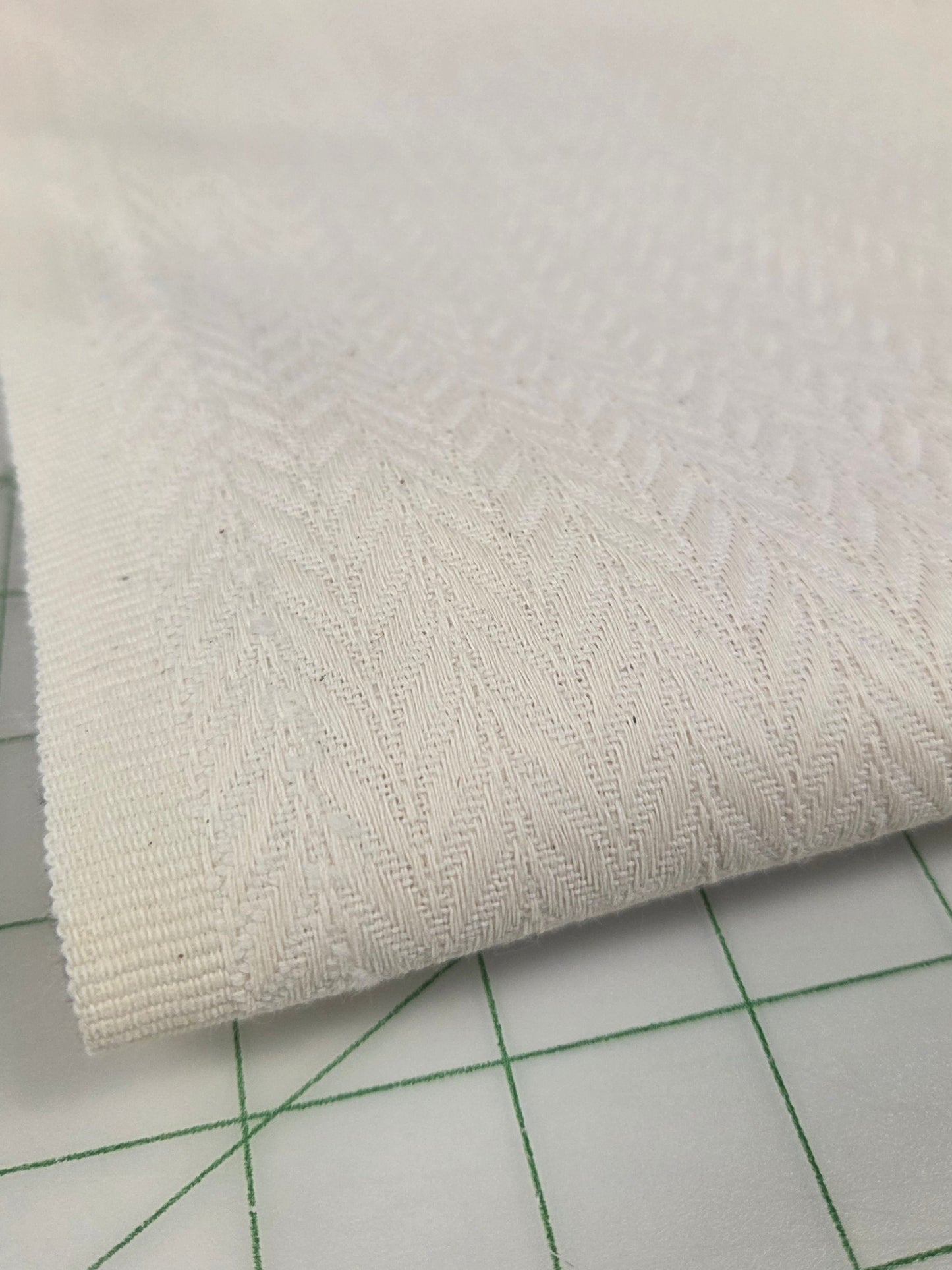 Designer Deadstock Cream Textured Herringbone Cotton Canvas Woven -8.5oz- by the yard