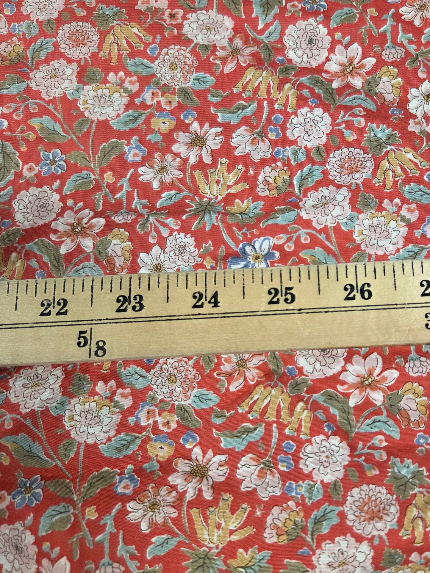 Japan Fabric: Red Floral Cotton Shirting Poplin Woven- by the yard