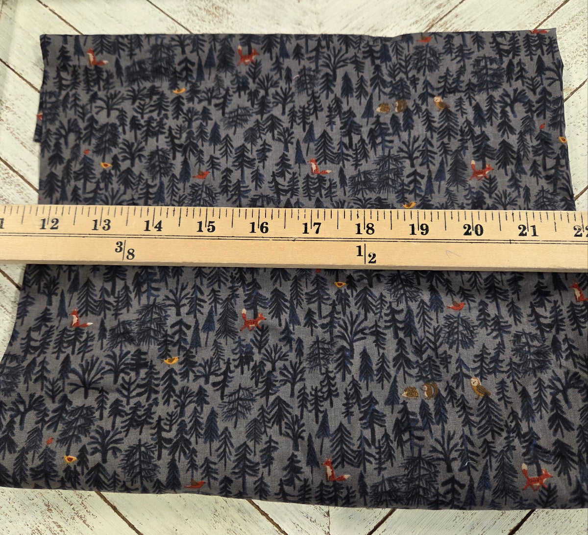 Japan Fabric: Forest Animal Critters Charcoal Cotton Lawn Woven- by the yard