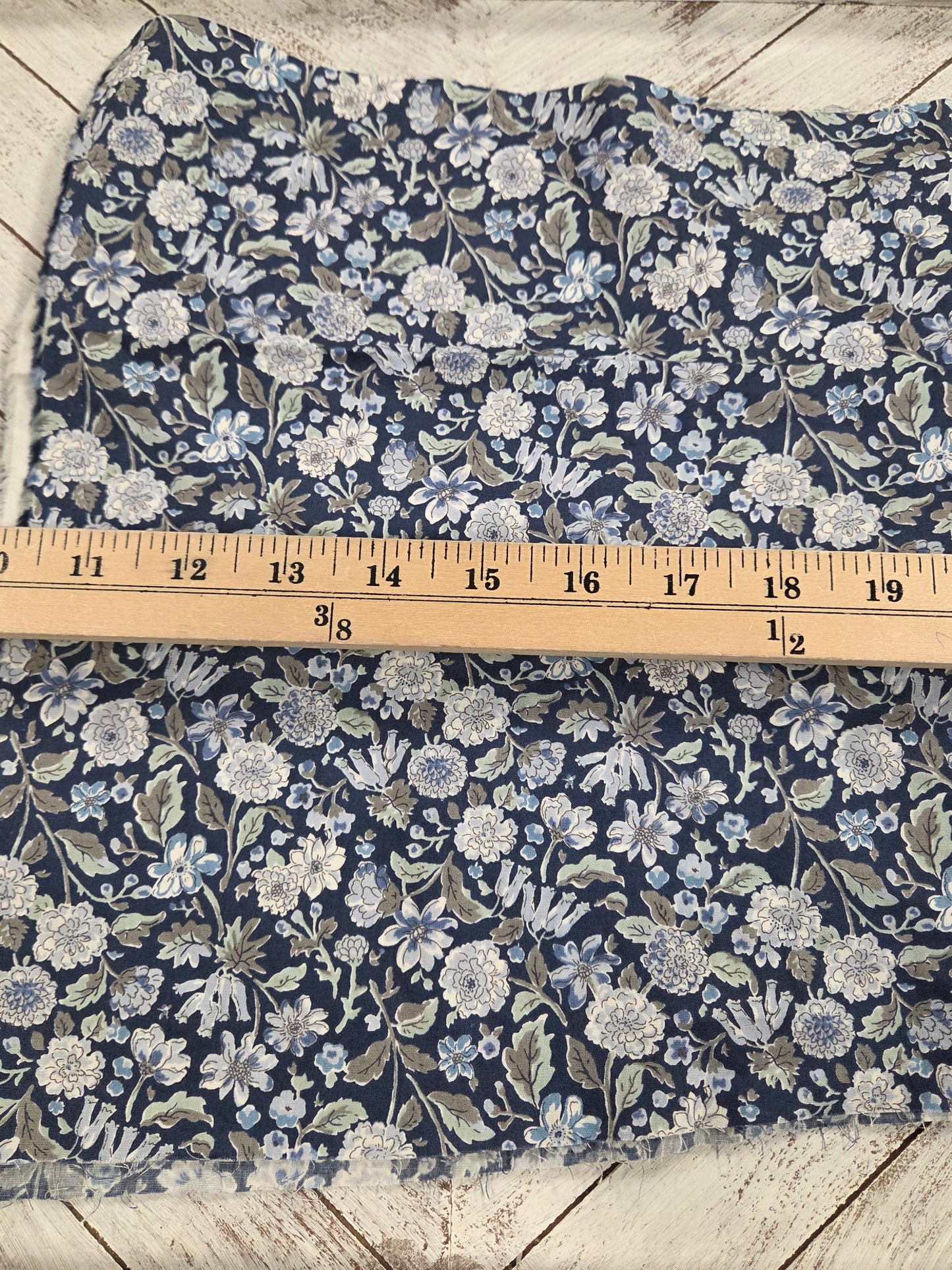 Japan Fabric: Blue Floral Cotton Shirting Poplin Woven- by the yard