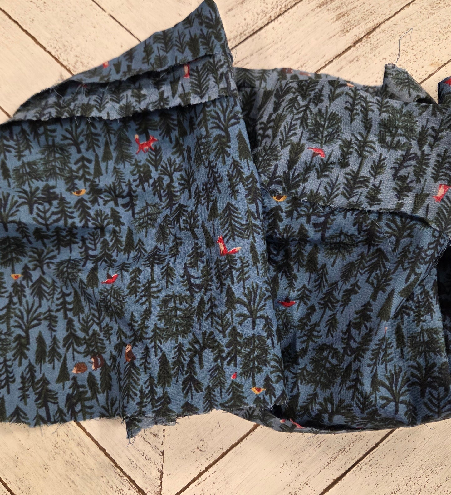Japan Fabric: Forest Animal Critters Blue Indigo Cotton Lawn Woven- by the yard