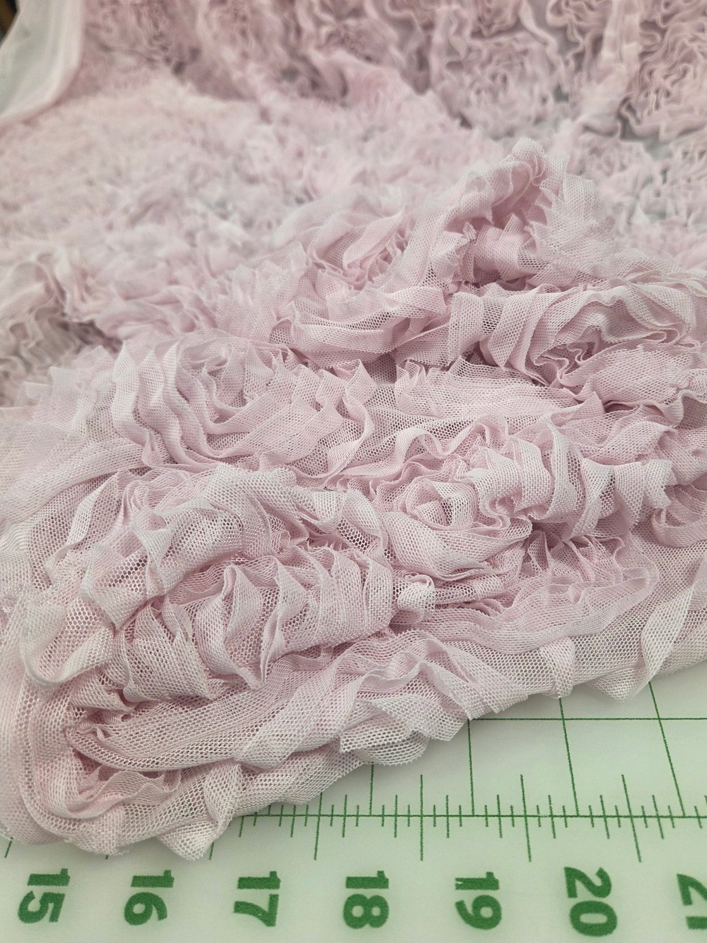 Special Occasion Designer Deadstock Stretch Pink Floral Rosette Mesh Knit- by the yard