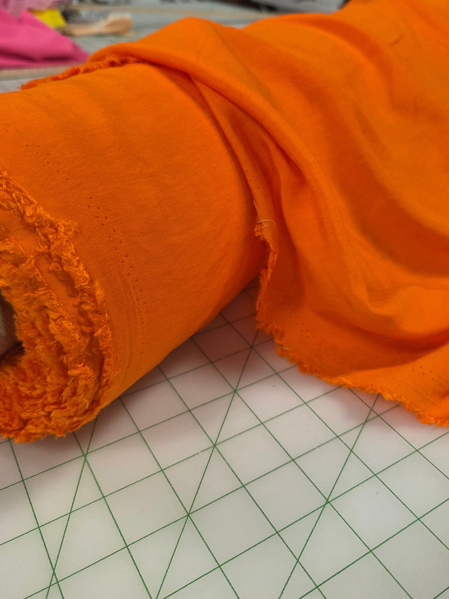 Designer Deadstock Slight Sheen Orange Rayon Challis Solid Woven- by the yard