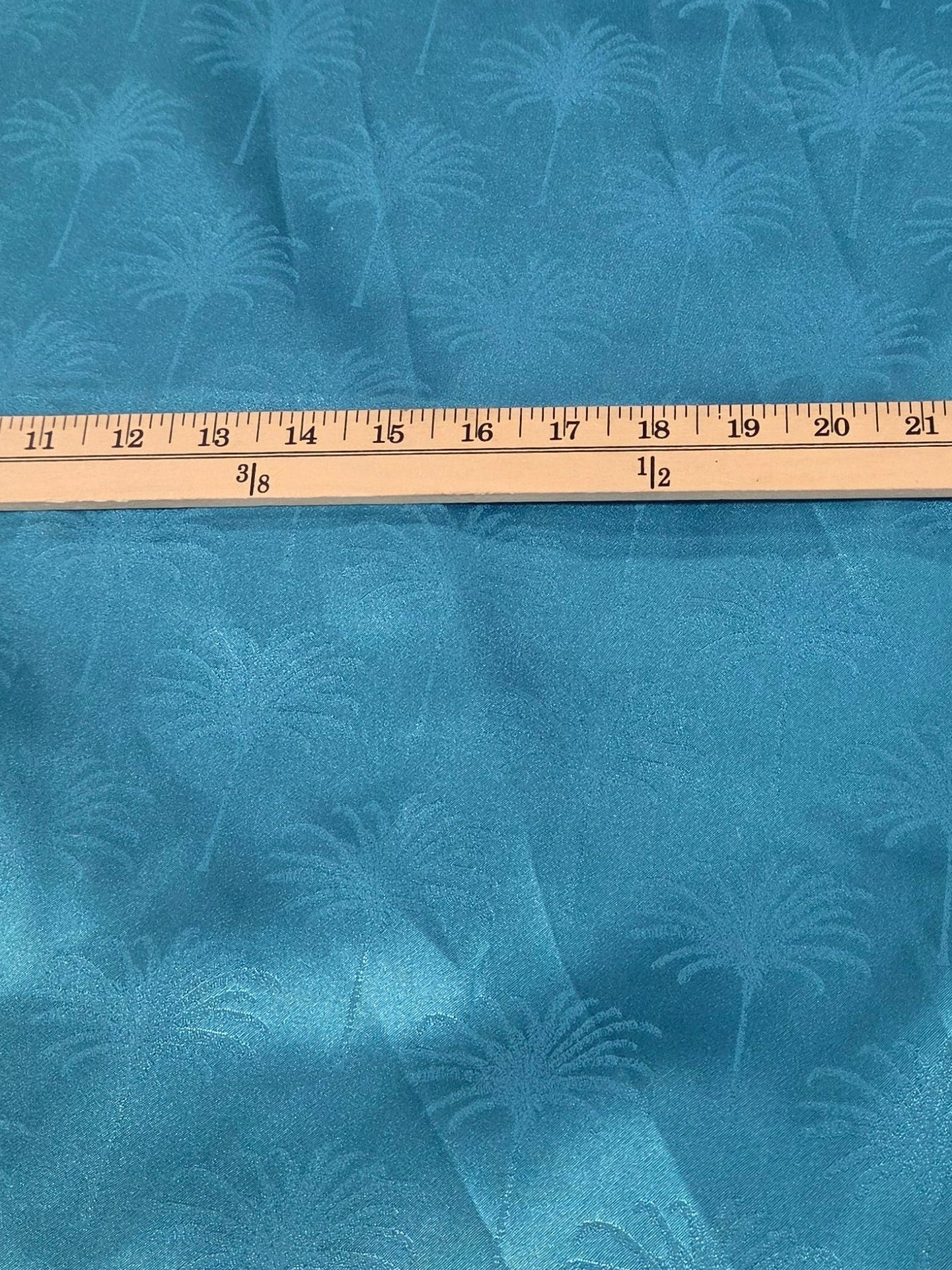 Designer LA Deadstock Vibrant Blue Stretch Satin Palm Trees with Sheen Woven- by the yard