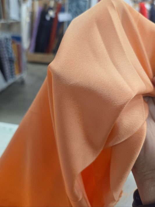 Designer LA Deadstock Melon Stretch Satin Solid with Sheen Woven- by the yard