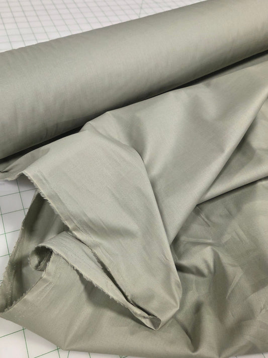 End of bolt: 4 yards of Designer LA Deadstock Cotton Spandex Shirting Poplin Faint Green Olive Woven- remnant