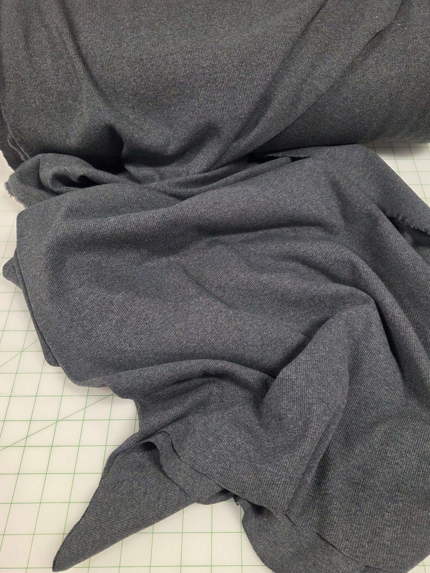 Organic Royal Rib Charcoal Melange Knit Solid- by the yard