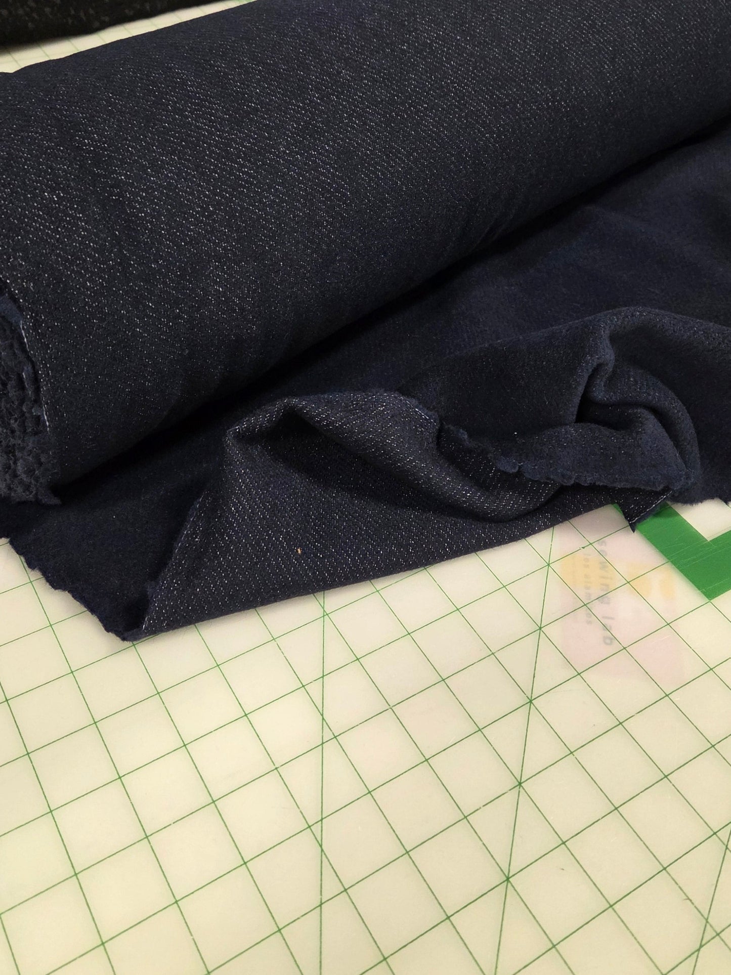 Designer Deadstock Navy Italian Fleece Reverse Wool Blend Coating