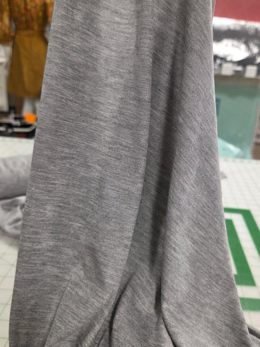 End of Bolt:4 yards of Designer LA Deadstock Heather Grey Rayon Jersey Solid Knit- remnant