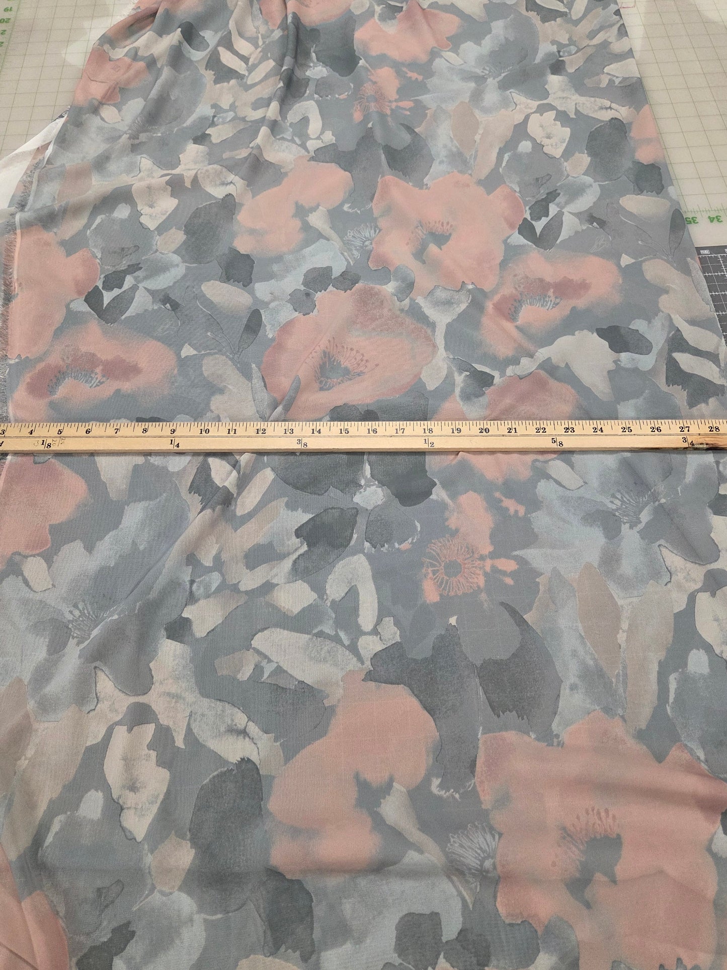 Designer Deadstock Blousewear Sheer Bohemian Muted Watercolor Floral Woven- by the yard