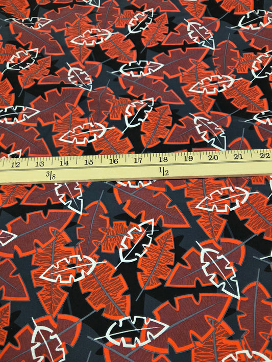 Nylon Spandex Hawaii Tropical Foliage Activewear/Swimwear Black and Red Knit- Sold by the yard