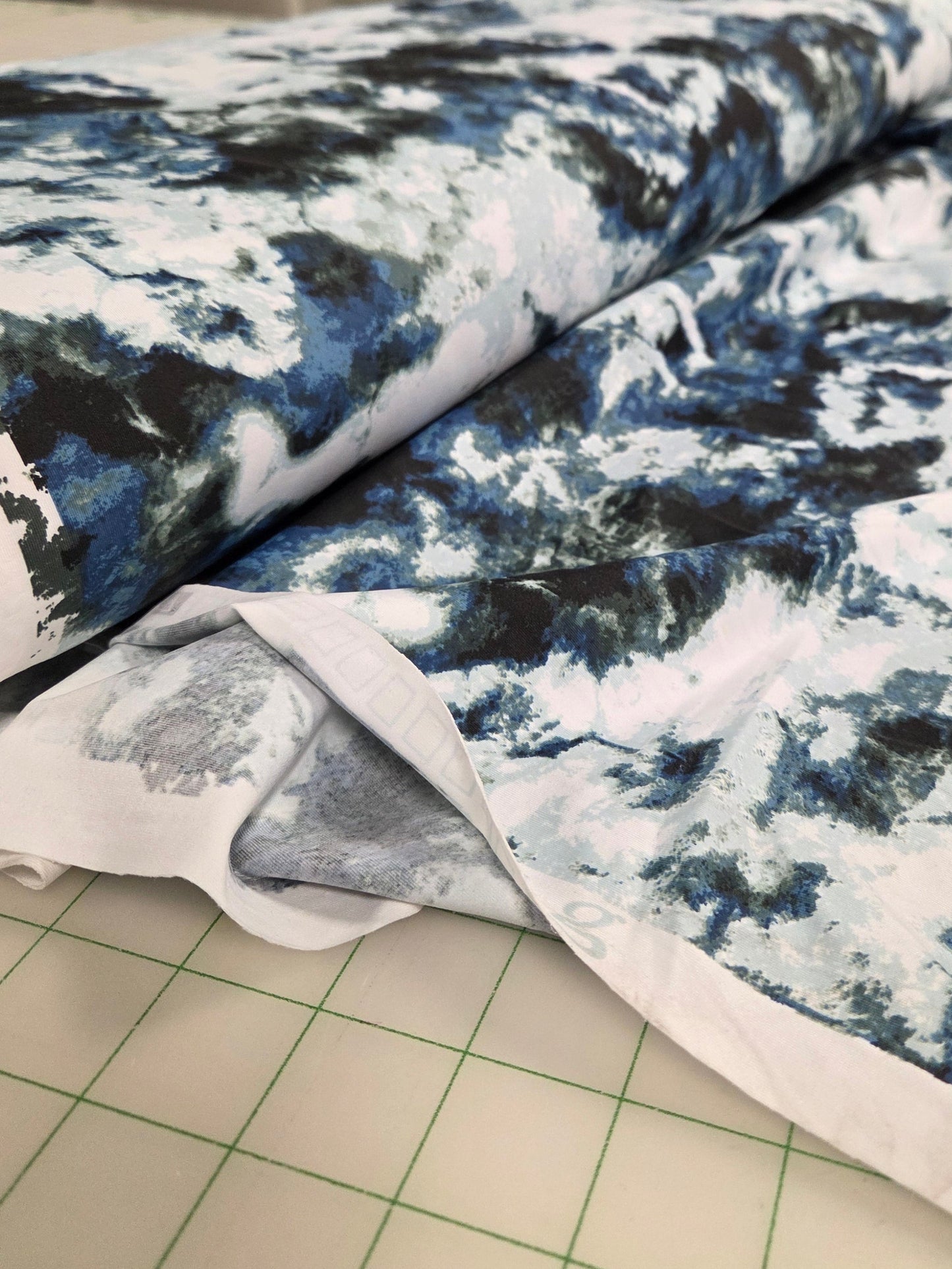 Designer Deadstock Abstract Clouds Swim/Activewear Nylon Spandex Knit- by the yard