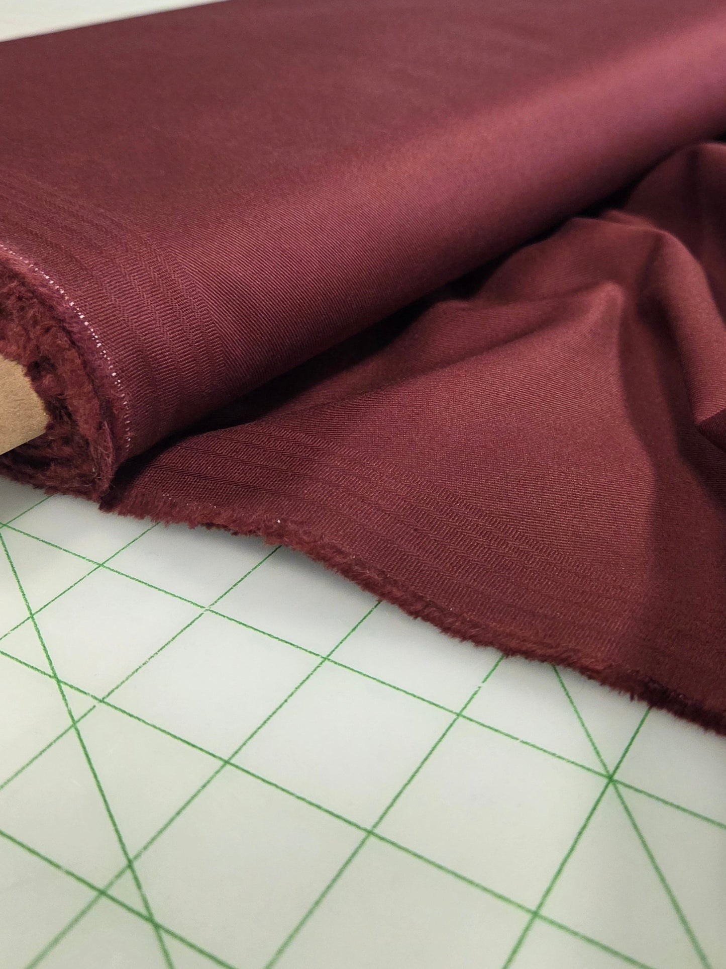 End of Bolt:3 yards of Deadstock Burgundy Cotton Spandex 7oz Twill Woven-remnant