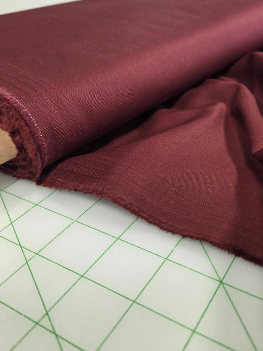 Designer Deadstock Burgundy Cotton Spandex 7oz Twill Woven-by the yard