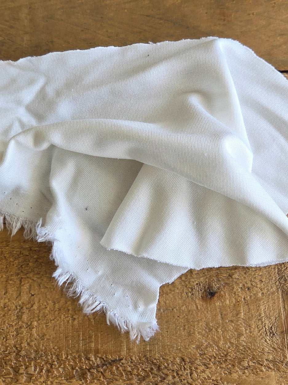 Designer Deadstock Rayon Nylon Spandex Ponte De Roma Off White Solid Knit- by the yard