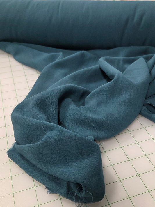 Viscose Linen Textured 140GSM Matte Teal Shirting Woven- by the yard