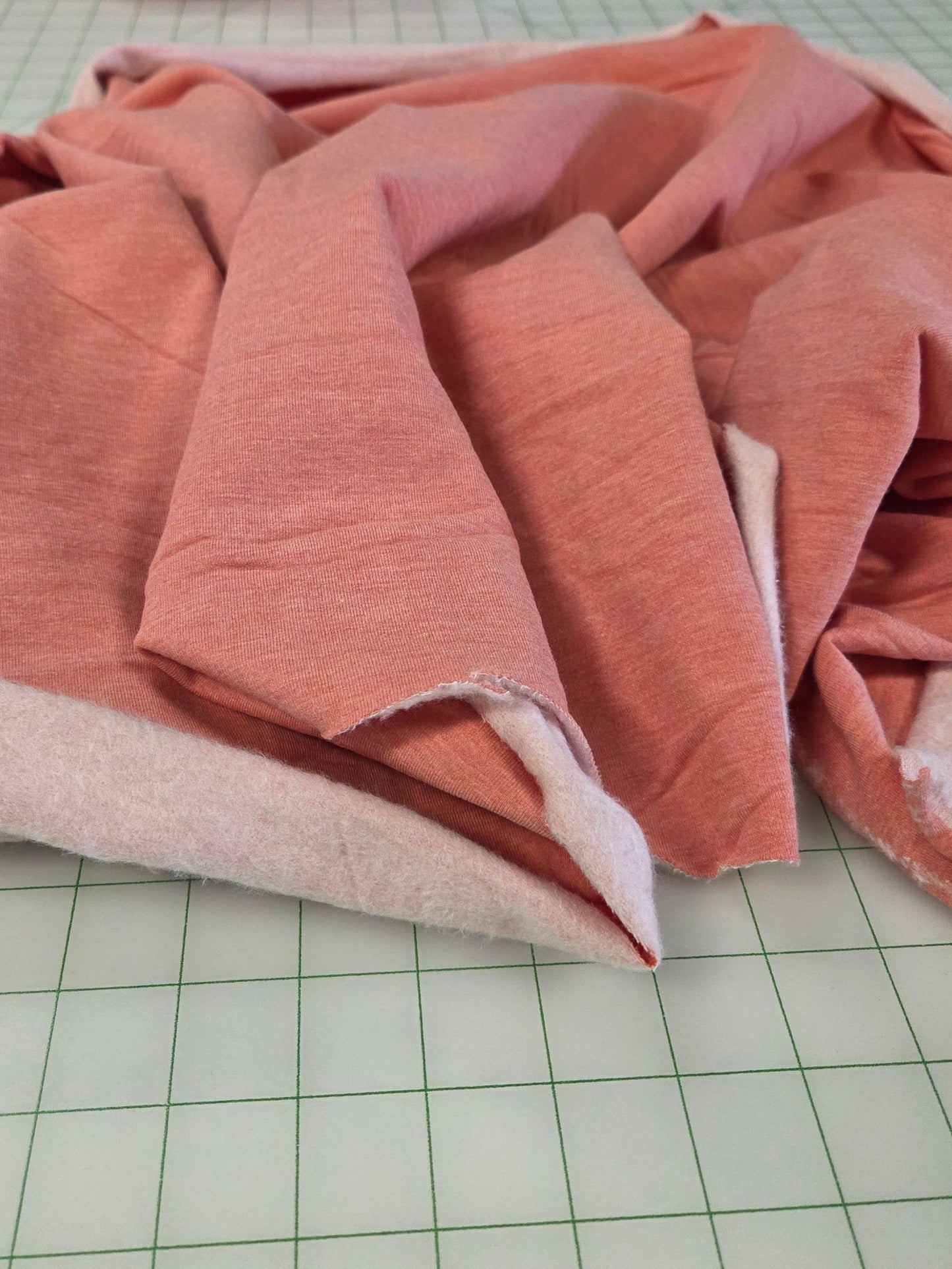 Designer Deadstock Super Soft Modal Cotton Spandex Sweatshirt Fleece Coral Pink Solid Knit- by the yard