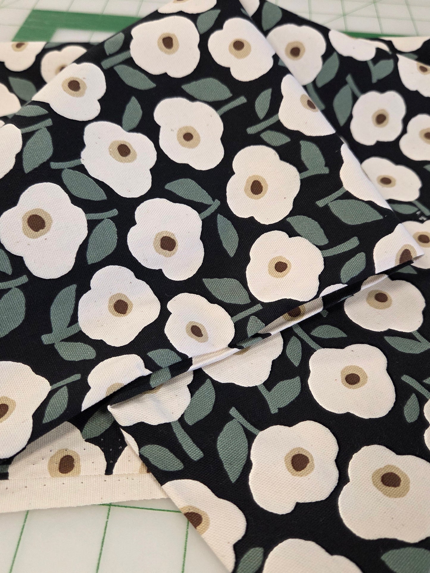 Japan Fabrics: Kokka Cotton Canvas Scandinavian Floral 7oz Woven- by the yard