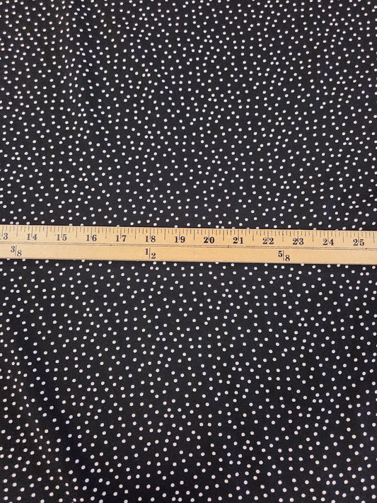 Designer Deadstock Black and White Micro Polka Dot Rayon Challis Woven- by the yard