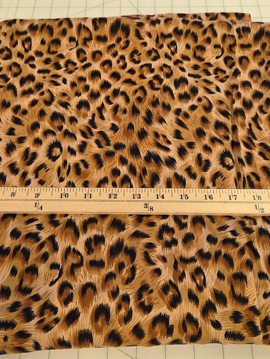 Fashion Rayon Challis Animal Leopard Brwon and Black Woven- by the yard