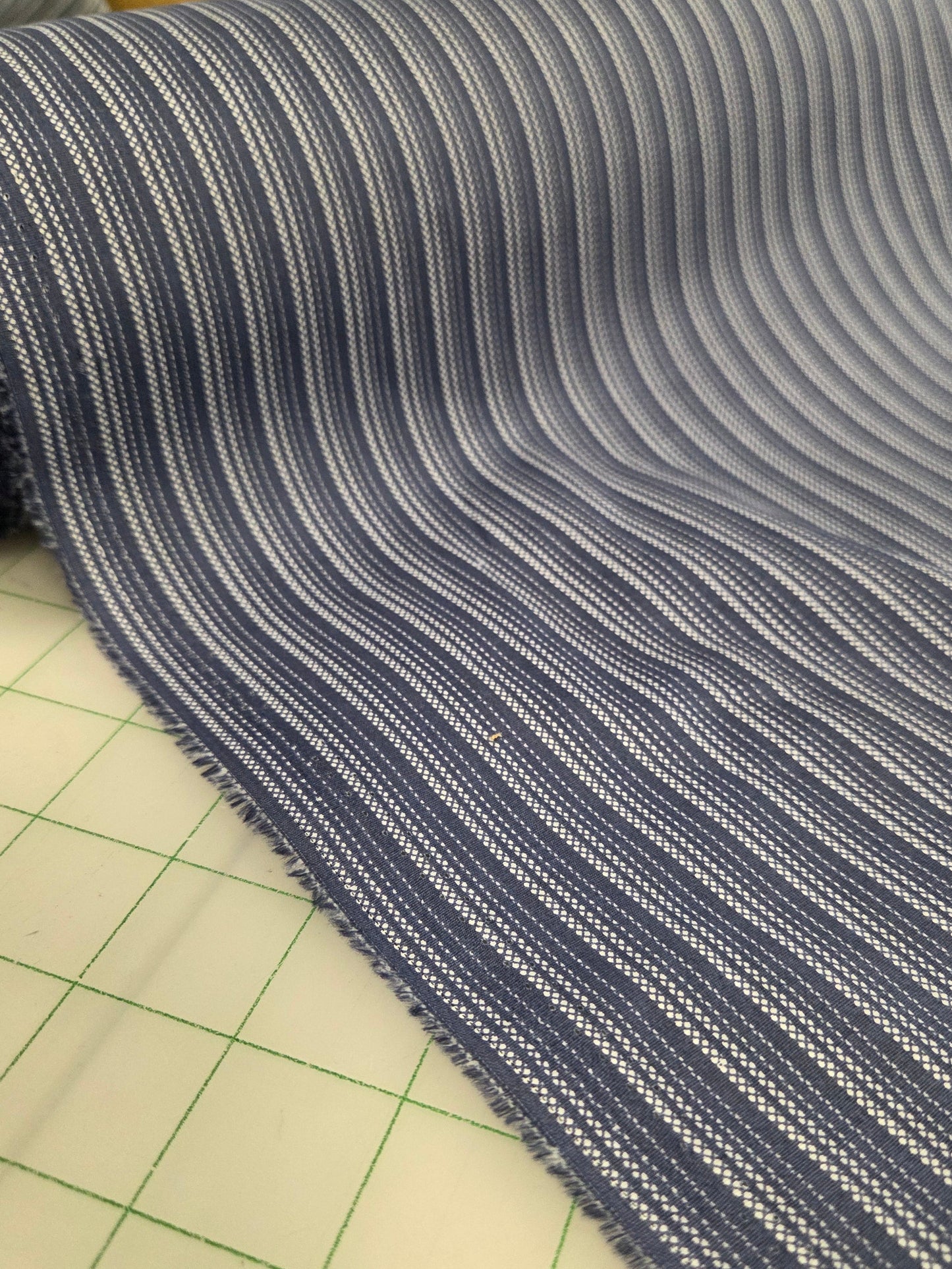 Designer Deadstock Cotton Spandex Poplin Shirting Dash Stripes Woven- by the yard