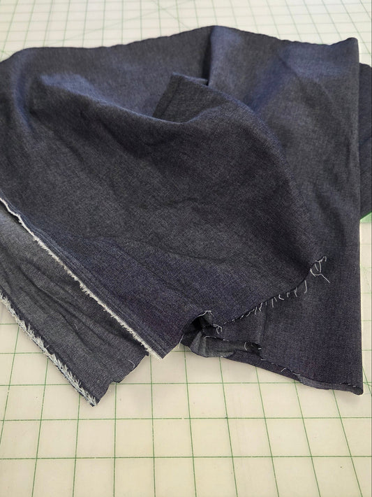 Designer Deadstock Lightweight Italian Cotton Shirting Dark Blue Woven-by the yard