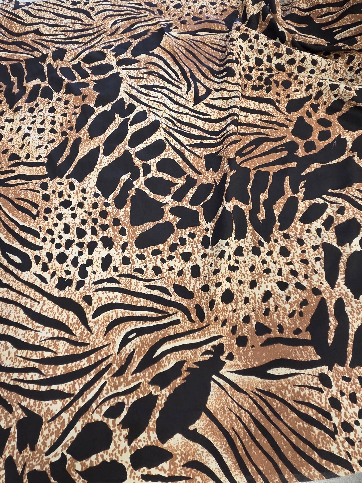Designer Deadstock Animal Scattered Print Rayon Voile- by the yard