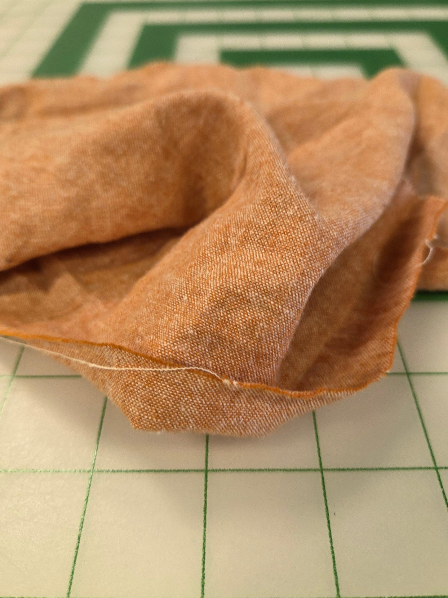 Designer Deadstock Hemp Cotton Washed In Two Tone Orange Solid Opaque Woven- by the yard