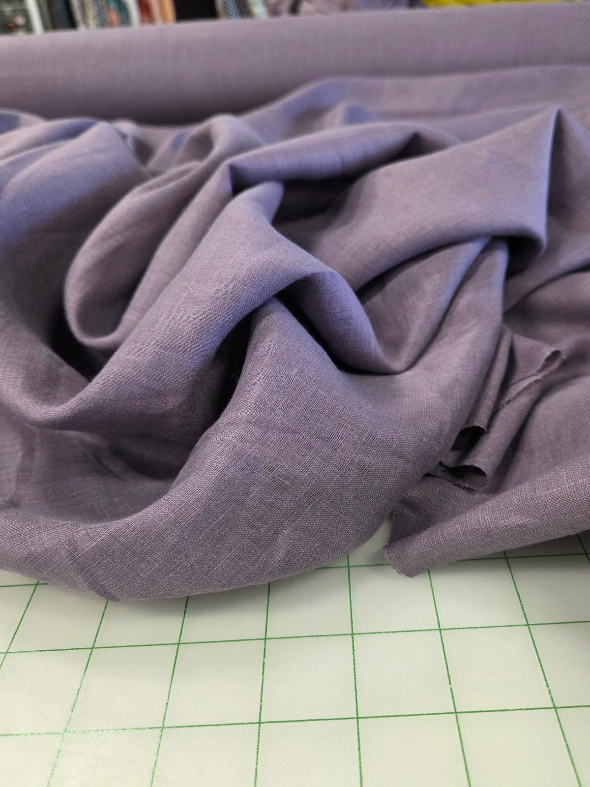 Designer Deadstock Purple Orchid Muted Linen Solid Woven- by the yard