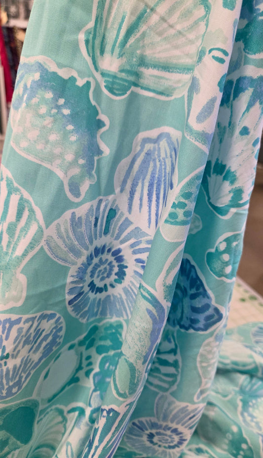 Designer Deadstock Beach Resort Shells Cotton Poplin Woven- by the yard