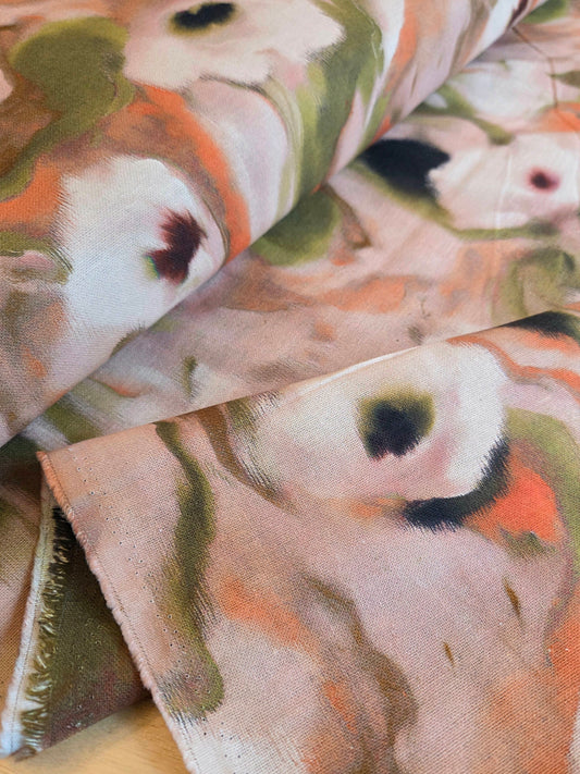 Watercolor Museo Florals Cotton Linen Woven- by the yard