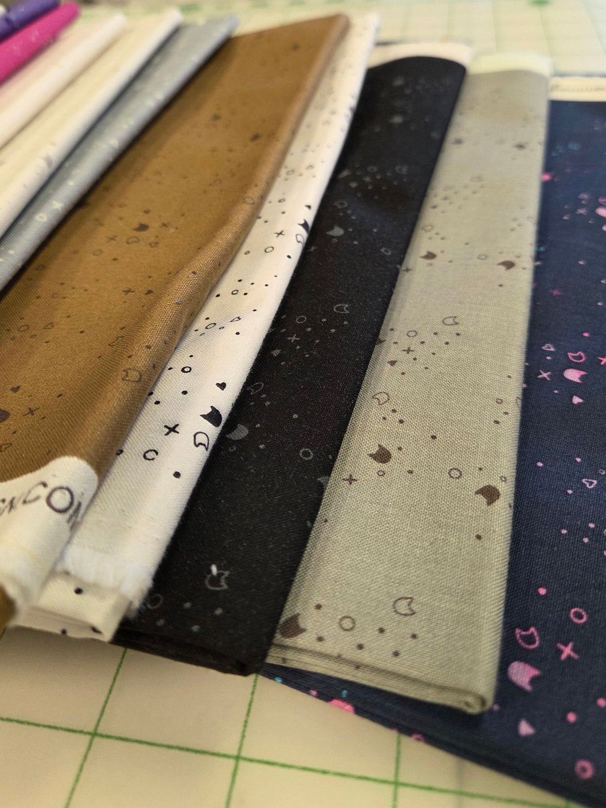 Quilting Cotton Online Mystery October Pack: 1 yard of Dear Stella Kitty Litter Cotton Prints- Assorted ( 1/4th yard cuts)