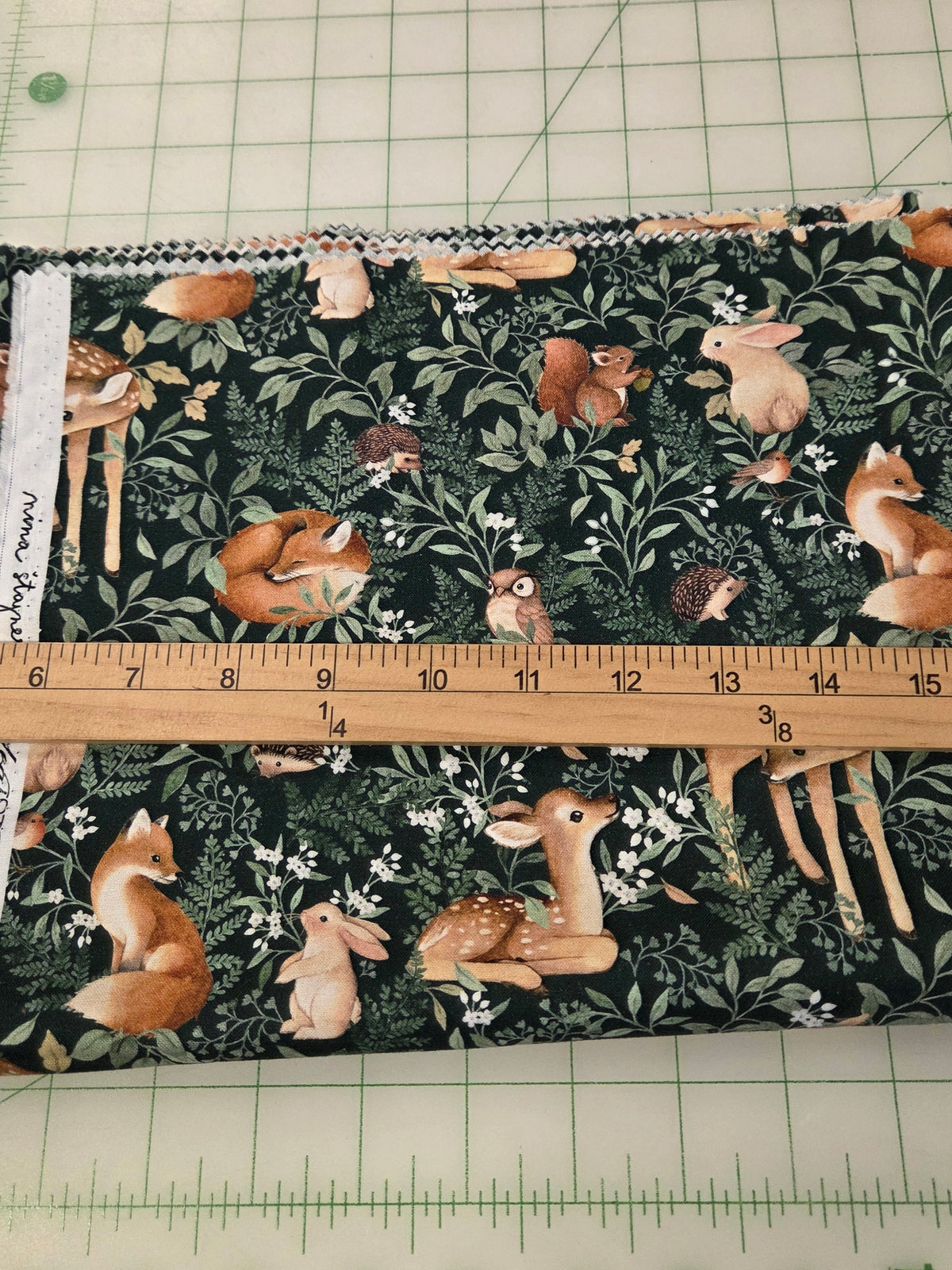 End of Bolt: 1 yard cut- Total of 1 yard of Quilting Cotton Dear Stella Woodland Animals As pictured