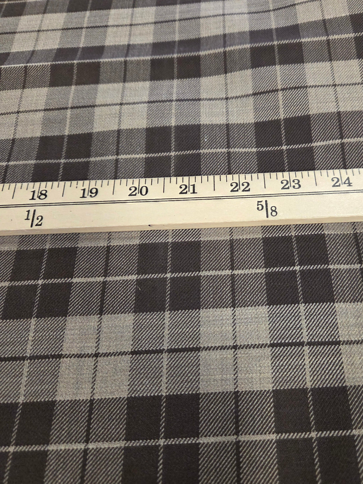 Italian Designer Deadstock Wool Blend Stretch Suiting Brown Plaid Woven- by the yard