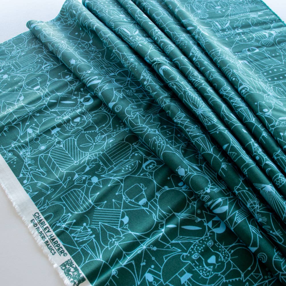 Premium Organic Cotton End Papers Evergreen Poplin by Charley Harper for Birch Fabrics- by the half yard