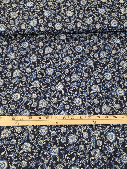 japan fabric fronds blue floral cotton lawn by the yard for sewing garment with hand or machine. Fabric is online and in store in California. Apparel fabrics