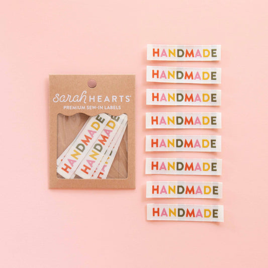Notions: Sarah Hearts Handmade Woven Sewing Labels - Muted Colors -1 pack