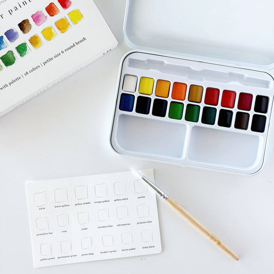 Emily Lex Studio: Watercolor paint set 18 colors with brush-1 Color Box ( Includes size 6 Brush)
