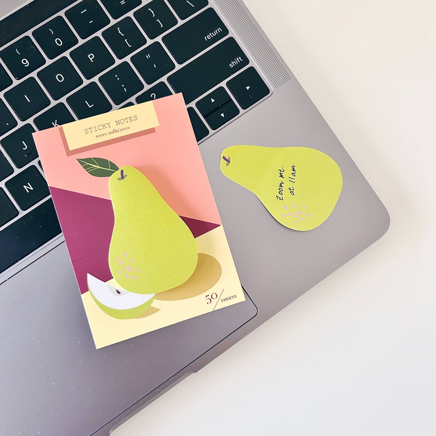 Stationary: Pear Die Cut Single Sticky Notes-1 pack