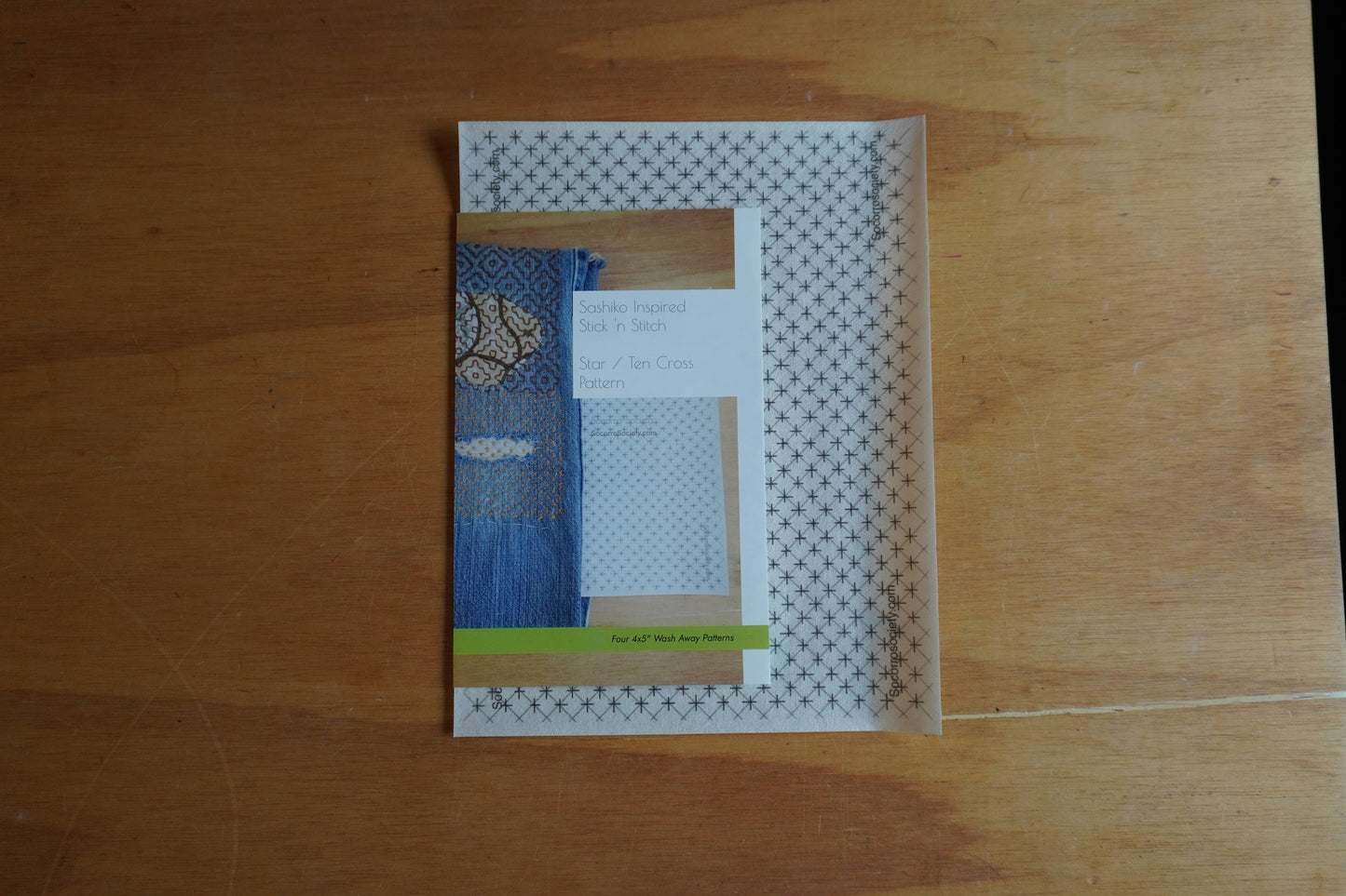 Sashiko Collection: Sashiko Inspired Star/Ten Cross Stick and Stitch Pattern- 1 Adhesive Transfer